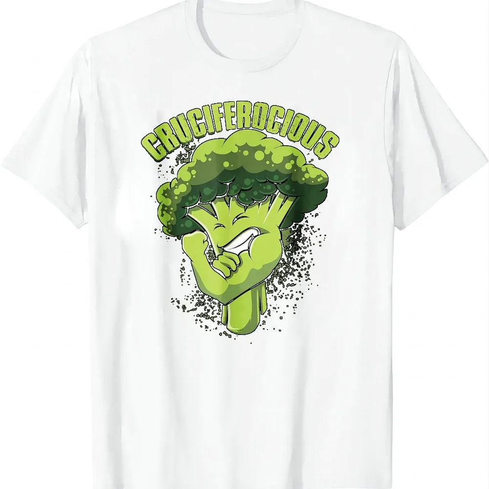 Funny Vegan T-Shirt Cruciferocious T-Shirt Round Neck Short Sleeve Tee Summer Casual Graphic T Shirt Camiseta Streetwear