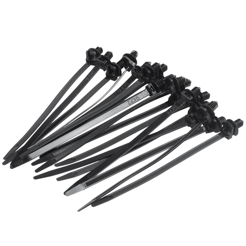 Nylon Push Mount Car Dome Cable Zip Tie, 162mm Length, 20 Pcs, Black