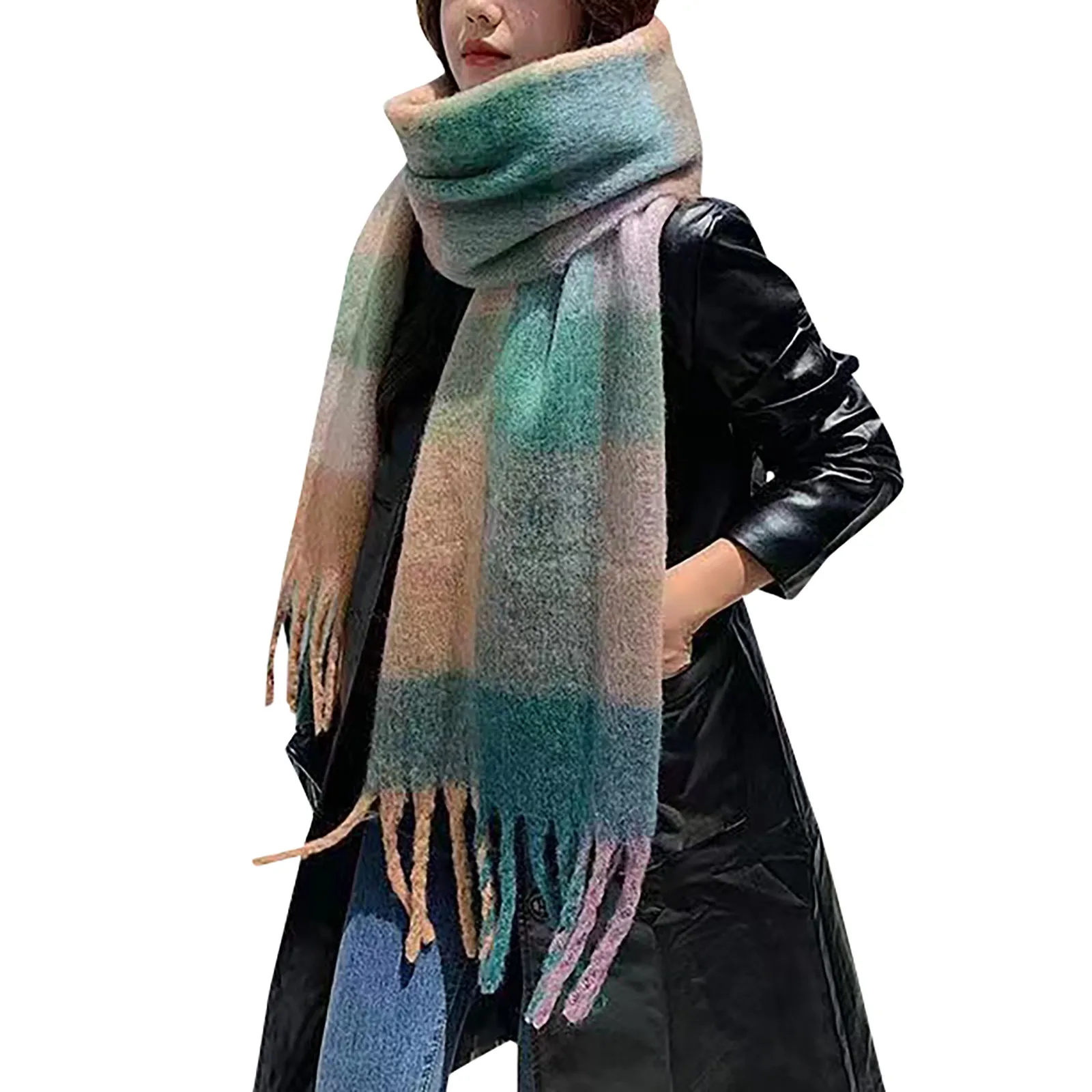 Cappelli invernali donna accessori quotidiani sciarpa donna Hijab 2023 Set caldo spesso fazzoletto da collo a scacchi lavorato a maglia inverno 2024 Lenceria
