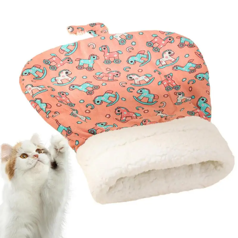 Plush Cat Bed Bag Warm Sleeping Bag Semi-Enclosed Bed For Cat Cold Weather Sleeping Resting Entertainment Indoor Cats Bed For