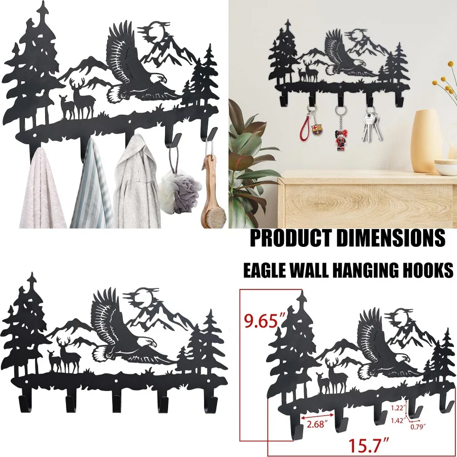 

Металлические крючки в виде орла, настенный художественный декор с тематикой животных для домашних решения для хранения, идеально подходящий для гостиной, прихожей, офиса, прихожей, Bla