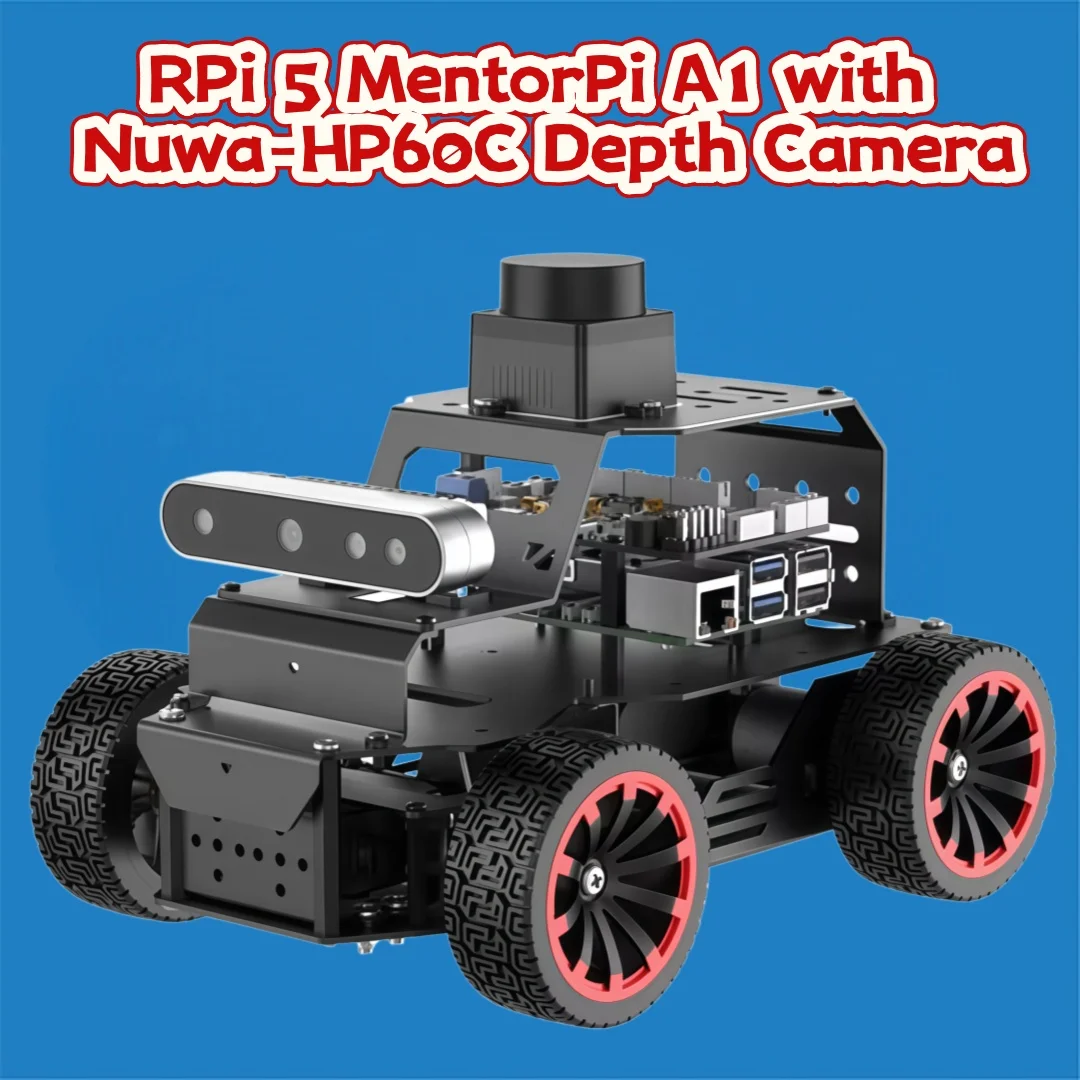 Raspberry Pi 5 MentorPi A1 Robot Car with Ackerman Chassis Nuwa-HP60C Depth Camera ROS2-HUMBLE Support SLAM Autonomous Driving