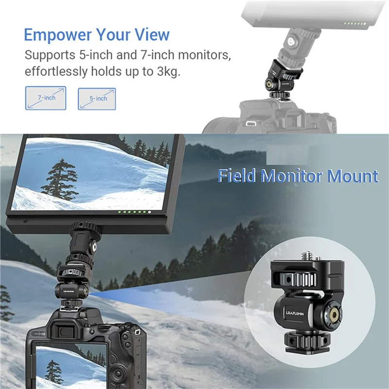 2X DSLR Camera Clamp Adjustable Monitor Mount W Cold Shoe 1/4 Screw For Camera Monitor Flash Light Mic Hot Shoe Bracket