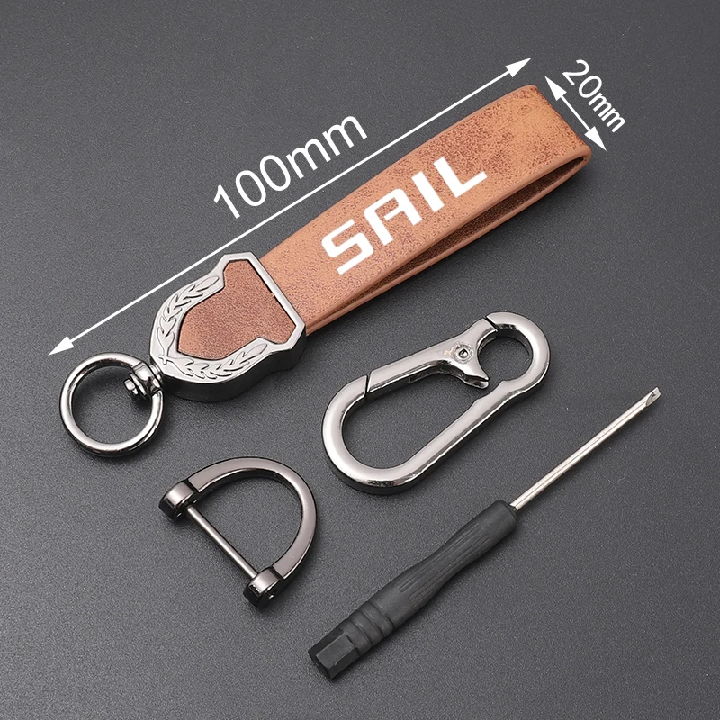 Premium leather Ultra-clear printing Metal fob key chain For Chevrolet SAIL Accessories