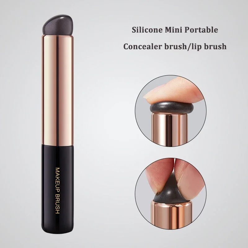 Dual-use Soft Silicone Angled Concealer Brush Portable Round Head  Makeup  Lip Dyeing  Lipstick