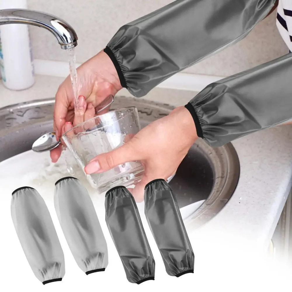 2Pcs Anti-Dirty Waterproof Oversleeves Waterproof Cuff Protection Arm Sleeves Housework Cleaning Oil-proof Long Oversleeve Home