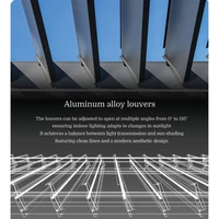 Pergola bioclimatique autoportante en métal, résistante aux charges de neige et aux conditions climatiques rigoureuses, idéale pour les zones extérieures et les foyers de jardin. 5