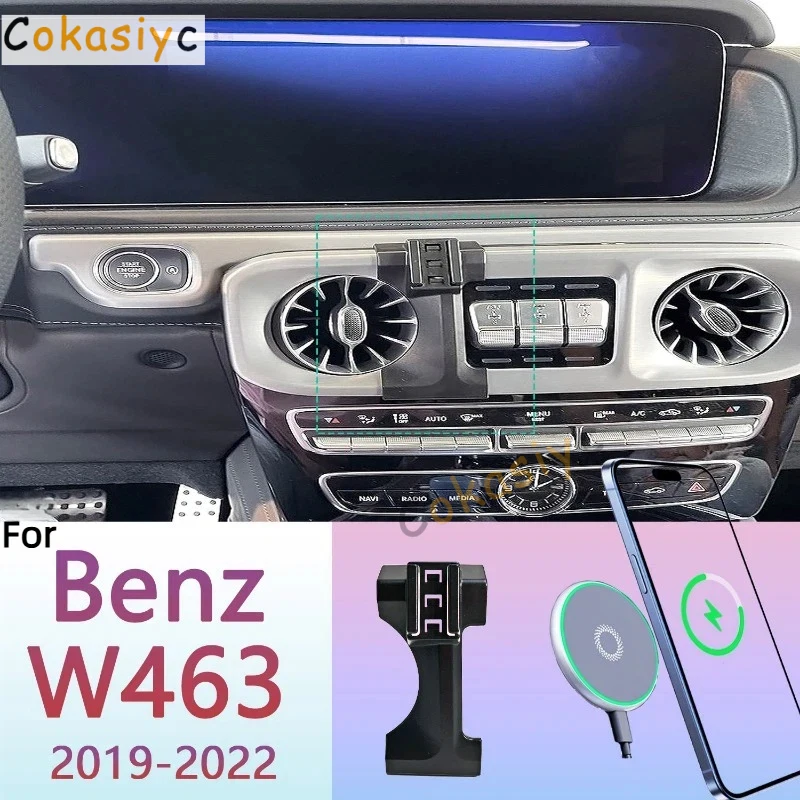 

For Mercedes Benz G500 G63 W463 2019-2022 Magnetic Phone Holder 15W Wireless Charging Phone Stand Phone Support Custom