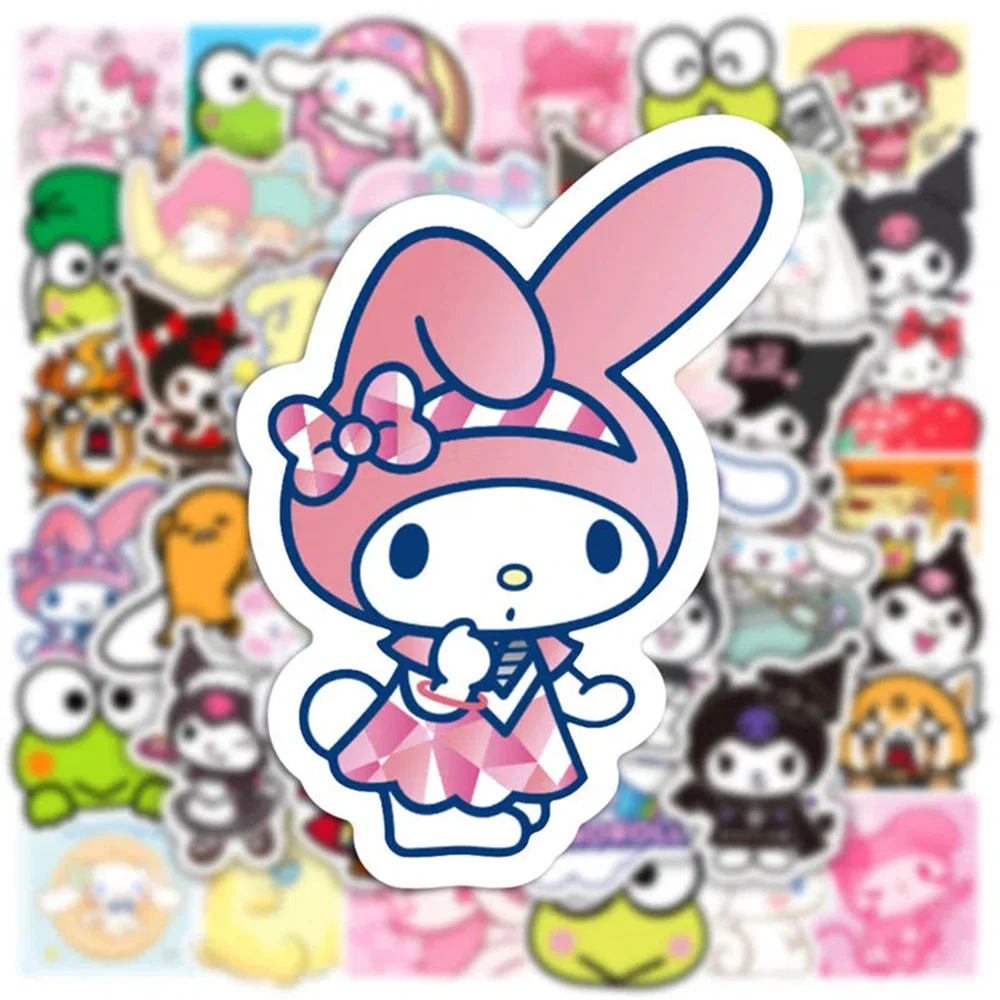 Sanrio-pegatinas de dibujos animados Kawaii My Melody para niños, calcomanías adhesivas impermeables para maleta, juguete para niños, 10/30/50/100 piezas