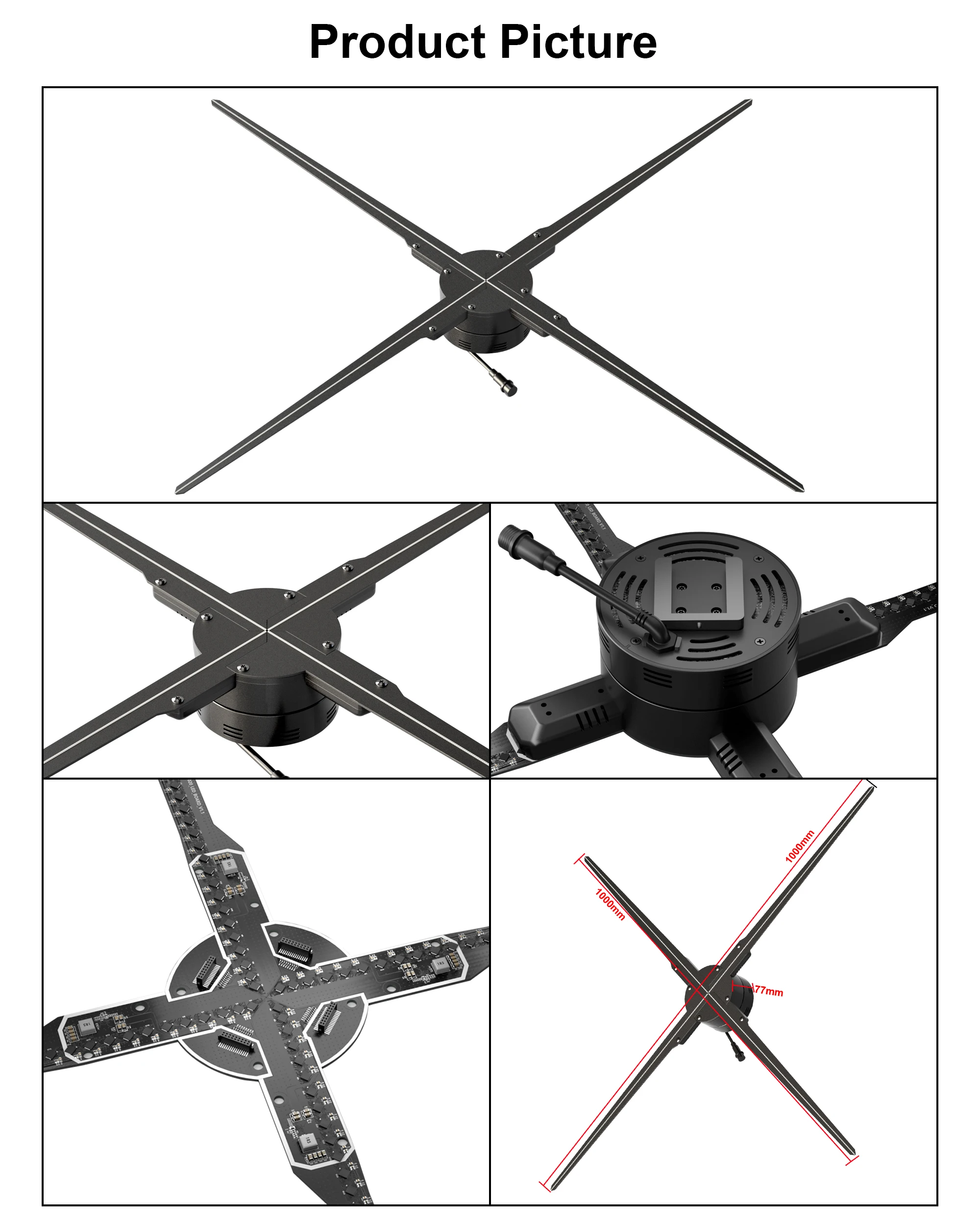 Ologramma 3D HDFocus 100 cm nell'aria Display pubblicitario Proiettore olografico video esterno Ventola ologramma 3D