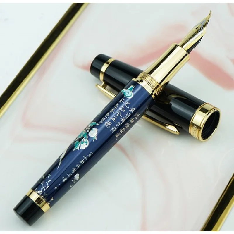 

A+ Hand-made Hongdian Metal Fountain Pen Blue Magpie EF/F/Bent Nib Writing Ink Pen