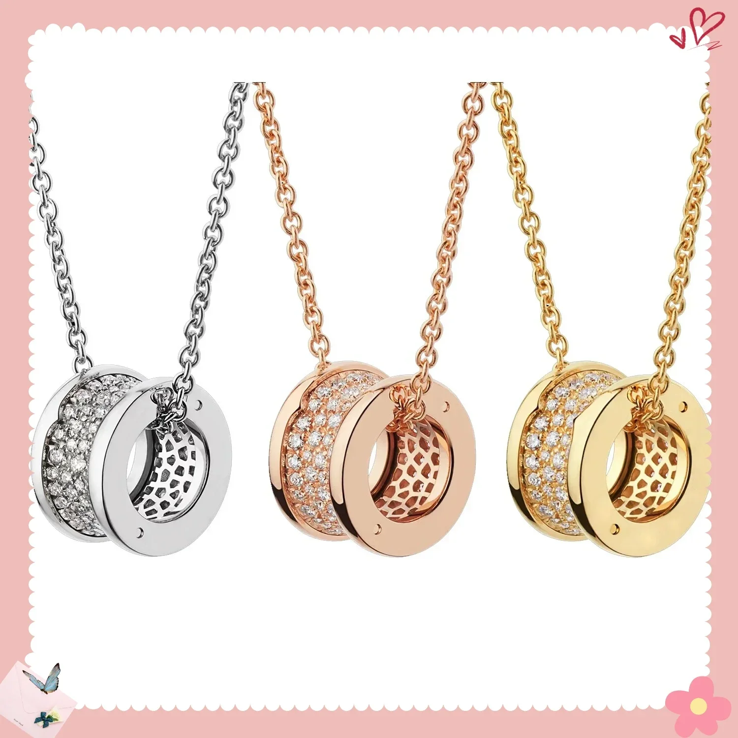 

2025 New Fashion Noble Lady Eternal Diamond Necklace 925 Silver Classic Spring Series Spiral Pave Diamond Jewelry Gift