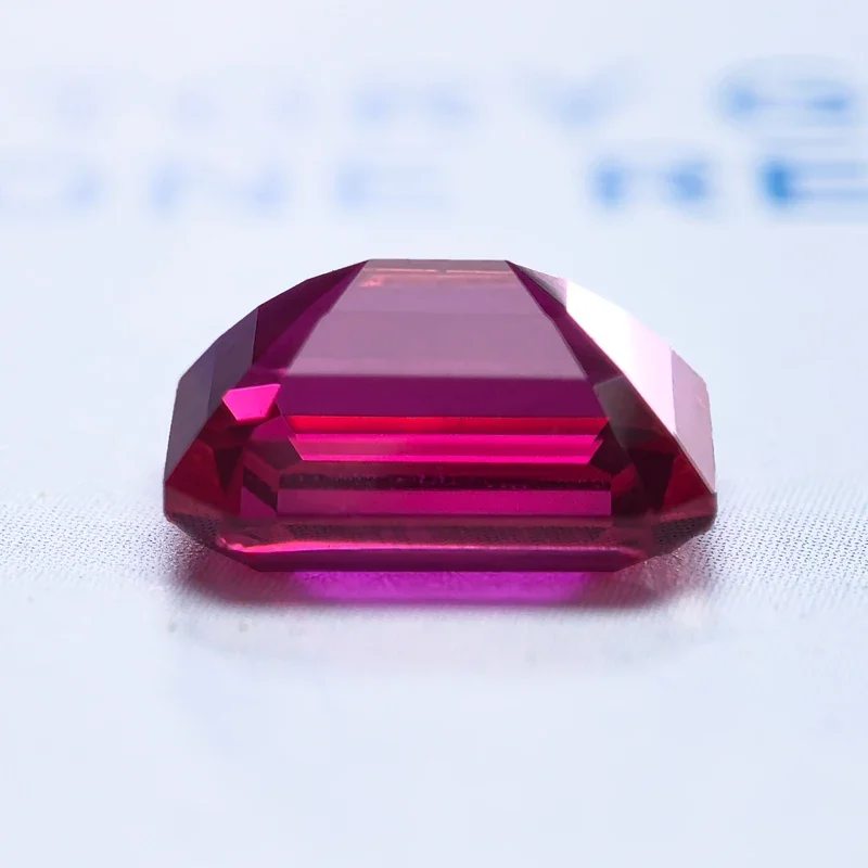 Lab Grown Ruby Rubellite Color Emerald Cut Extremely Shiny Quality Advanced Charms Jewelry DIY Rings Earrings Making Certificate