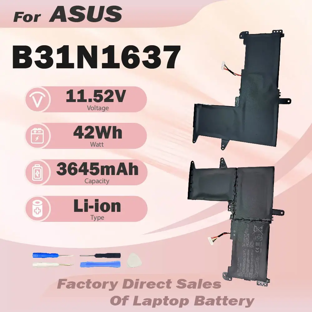 C31N1637 B31N1637 New Battery For Laptop ASUS VivoBook X510 X510U X510UQ X510UA X510UAR X510UF S15 S510U S510UF S510UQ S510UN S5