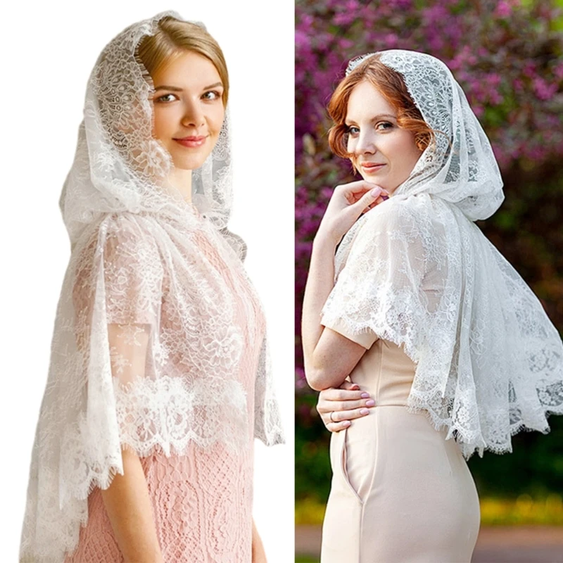 Lace Shawl for Woman Summer Outdoor Church Prayer Scarf for Lady Taking Photo NEW