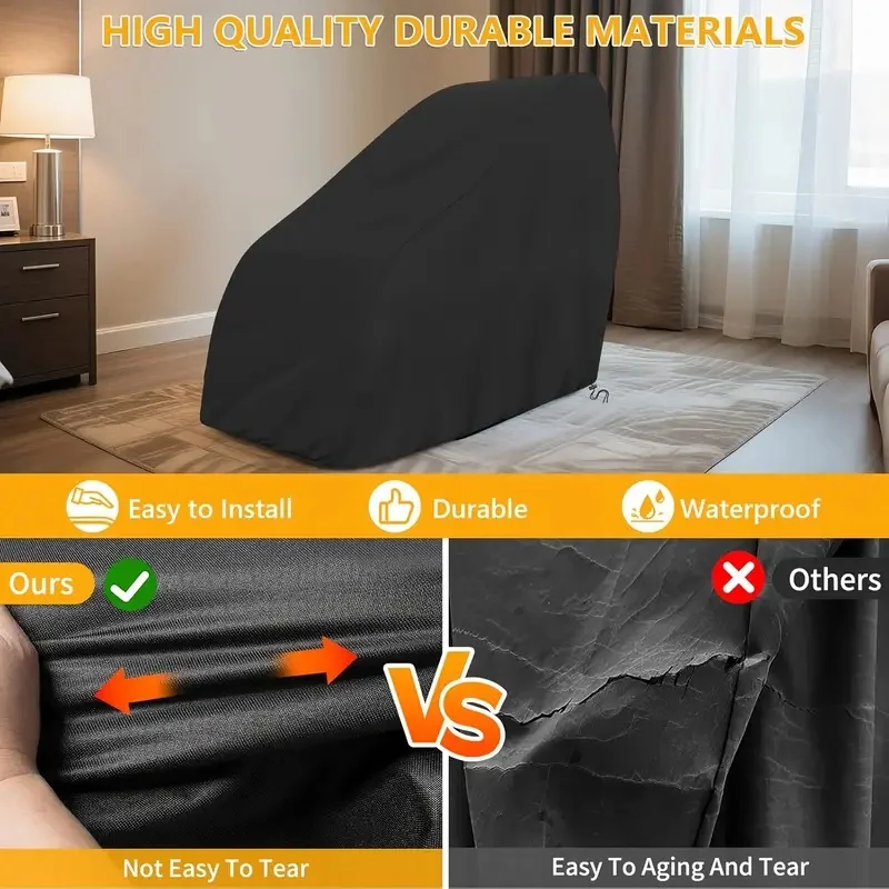 غطاء كرسي التدليك - قماش أكسفورد مقاوم للغبار والتمزق لجميع المواسم، أسود مع سحاب إغلاق للاستخدام الداخلي/الخارجي #2