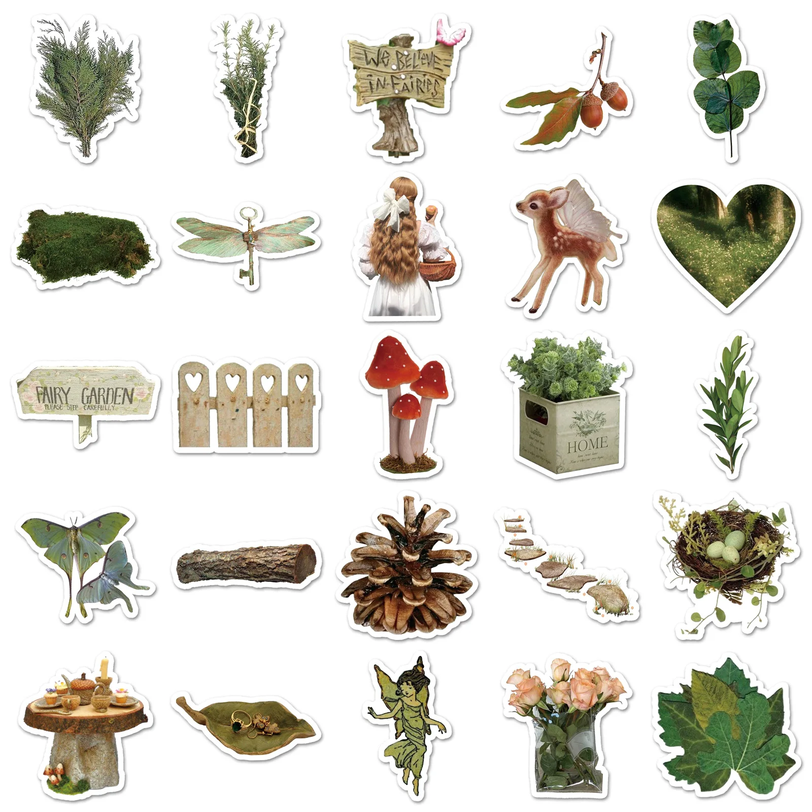 50 SZTUK Naklejki Wodoodporne w Stylu Leśnym INS Retro Rośliny Zwierzęta DIY Dekoracja Notatnik Telefon Gitara Walizka Graffiti Zabawki dla Dzieci