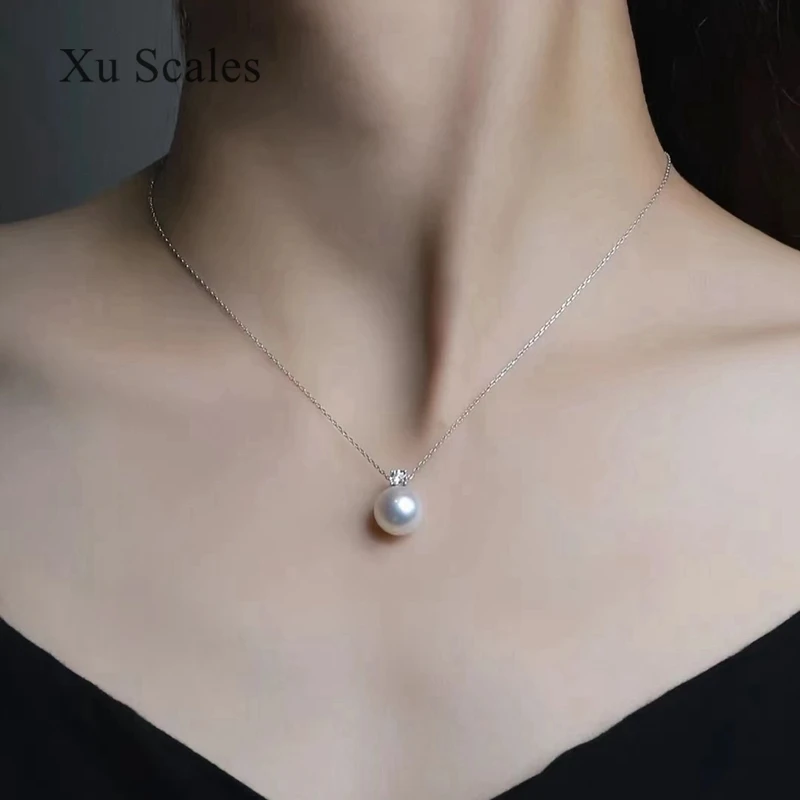 Natural Pearl Pendant 9-11mm S925 Sterling Silver Princess Aurora Slightly Flawed Edison White Freshwater Pearl Necklace Jewelry