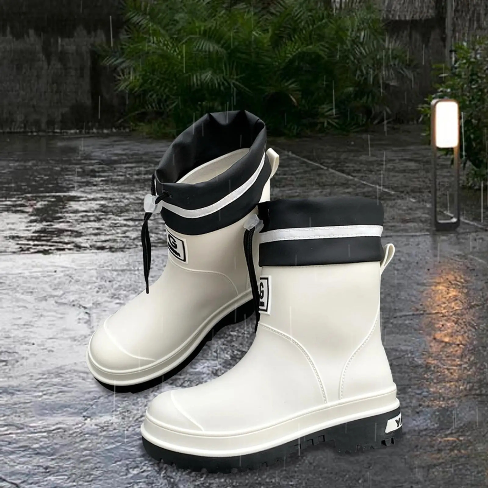 Womens Rain Boots Waterproof Versatile for Rainy Day Female Wear Resistant Rain Shoes for Camping Outdoor Travel Outside Cycling