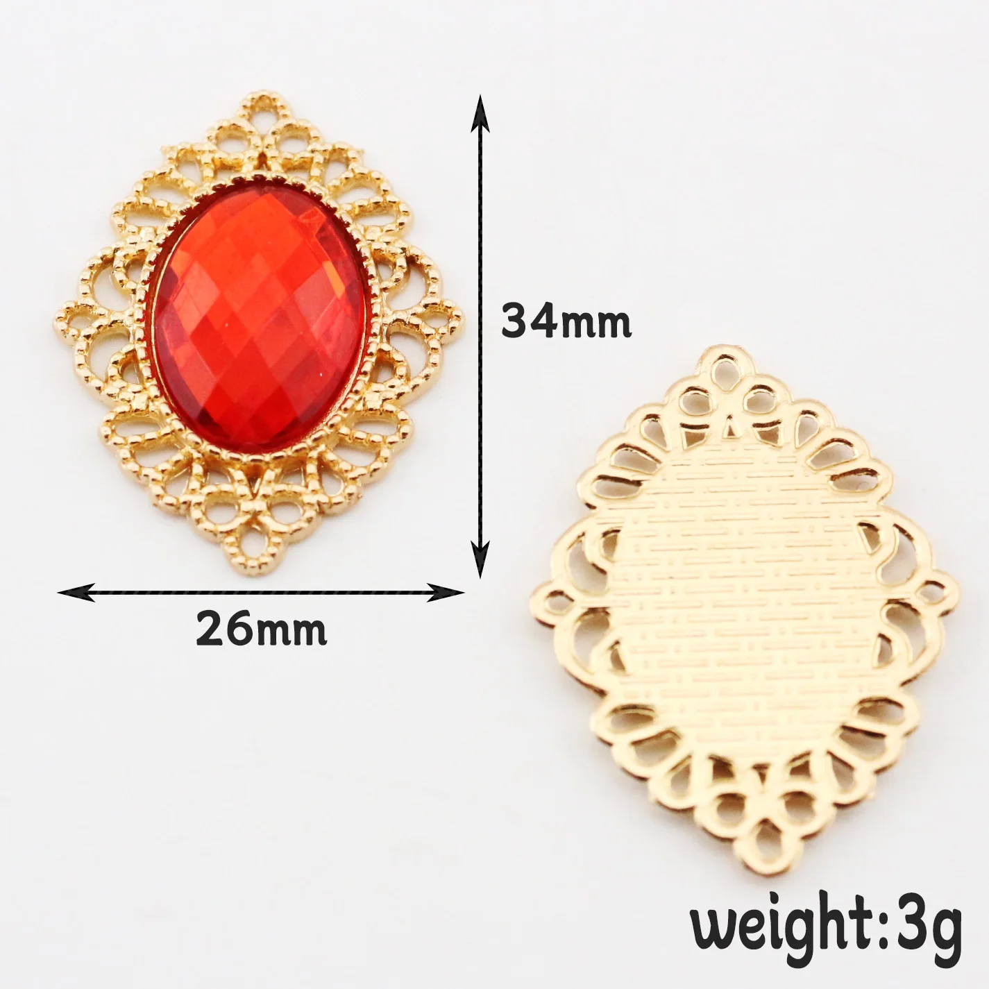 10PCS 26*34MM Oval Acrylic Alloy Rhinestone Flatback Button DIY For Handmade Clothing Hair Accessories Jewelry Decoration