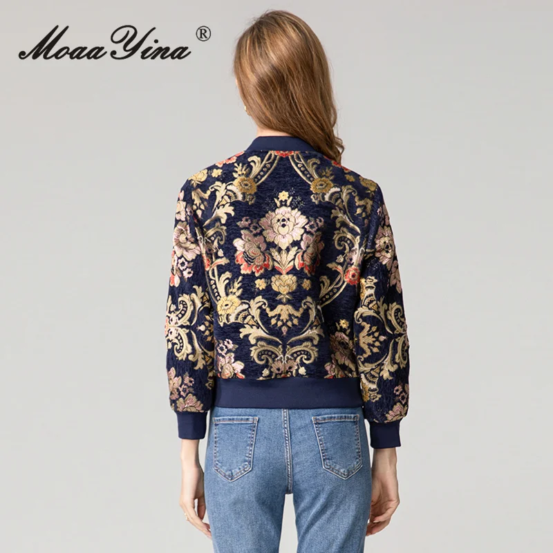 معطف نسائي لخريف 2025 من MoaaYina بياقة واقفة وأكمام طويلة مطرز من قماش الجاكار وسترة من الخرز #2
