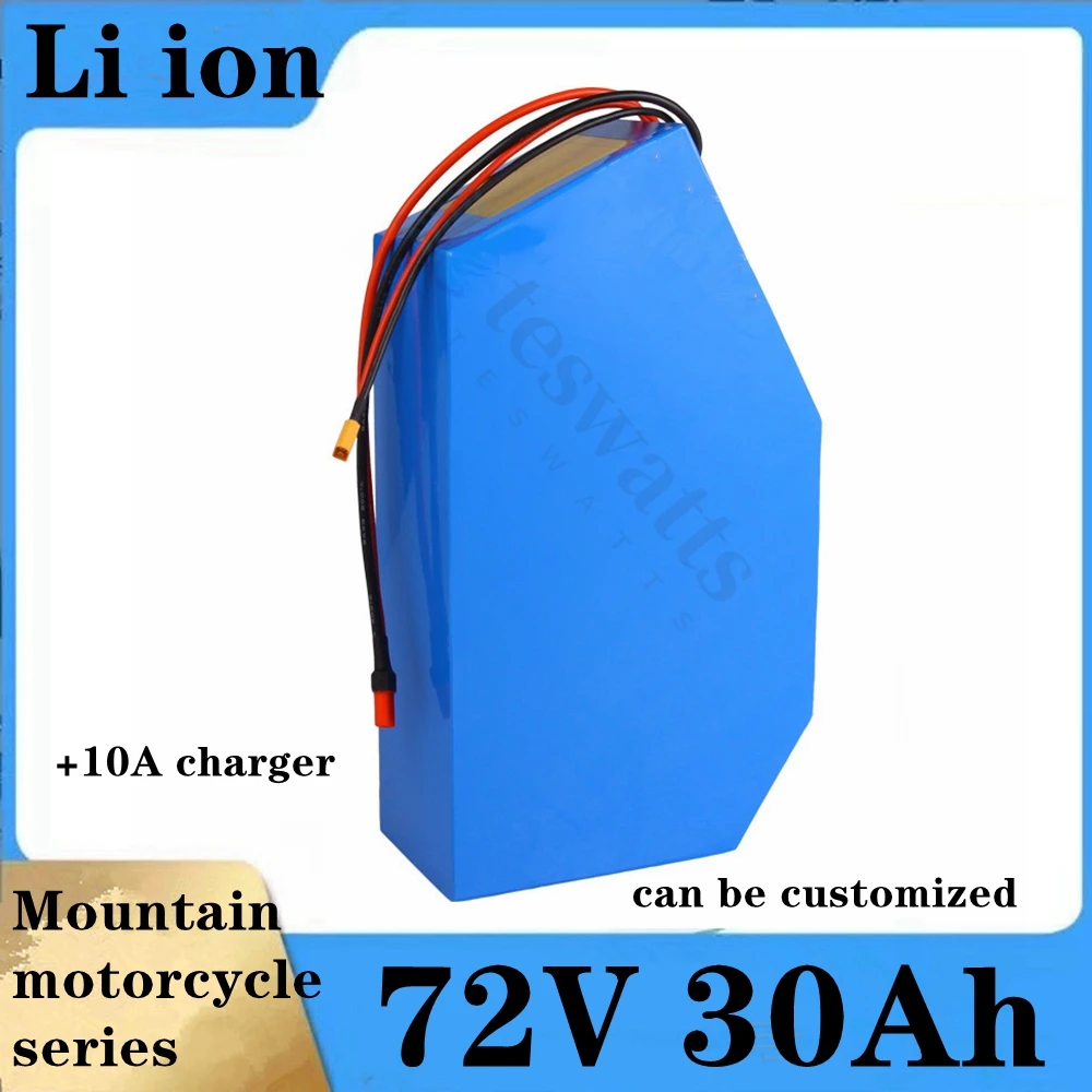 72v 30Ah lithium triangle battery BMS 20S li ion for 5000w 3000W Mountain Bike scooter Motorcycle + 5A charger