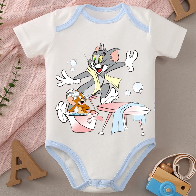 

MINISO Том и Джерри, 100% хлопок, милый детский комбинезон с принтом, мягкий боди для новорожденных 0-12 месяцев, лучший подарок для ребенка