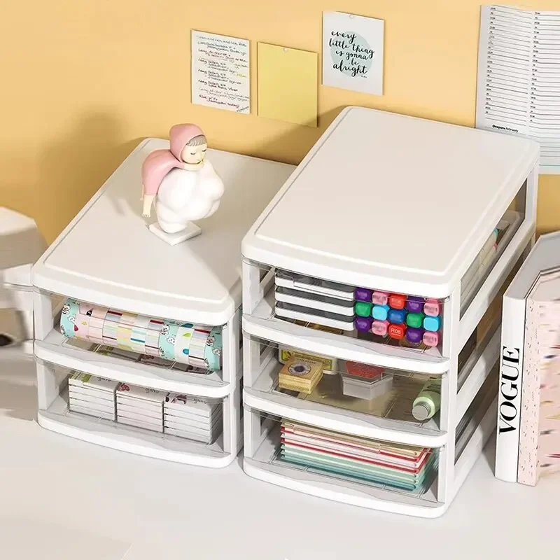 Desktop Storage Box Drawer Type Storage Cabinet Office Desk Storage Box Transparent Cosmetics Box Stationery Debris Storage Rack