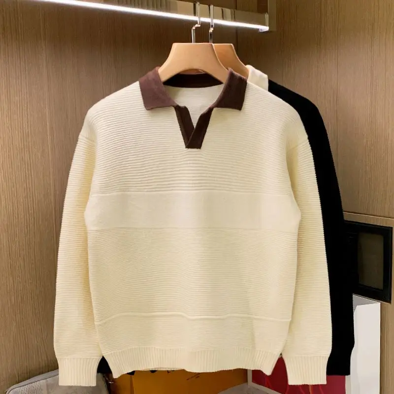 

Мужской пуловер с V-образным вырезом, длинным рукавом