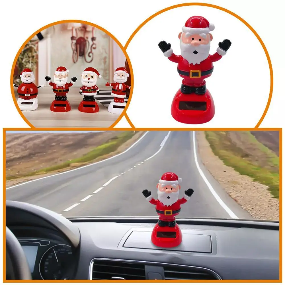 Automatic Swing Car Interior Decoration Solar Dancing Christmas Tree, Snowman Santa Claus Elk Ornament For Christmas Cute Car A