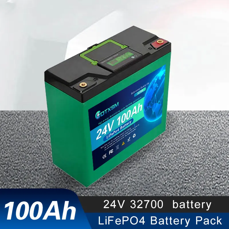 

100% NEW 32700 24V 100Ah/120Ah LiFePO4 Battery, Built-in 120A BMS, 8000+ Cycles, With power display function