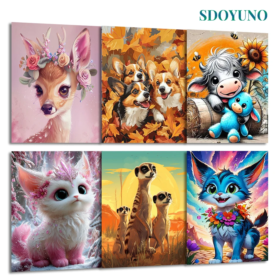 

SDOYUNO Painting By Numbers Draw For Adults Coloring By Numbers Oil Picture Frame Paint Kit Animals Watercolor Drawing On Canvas