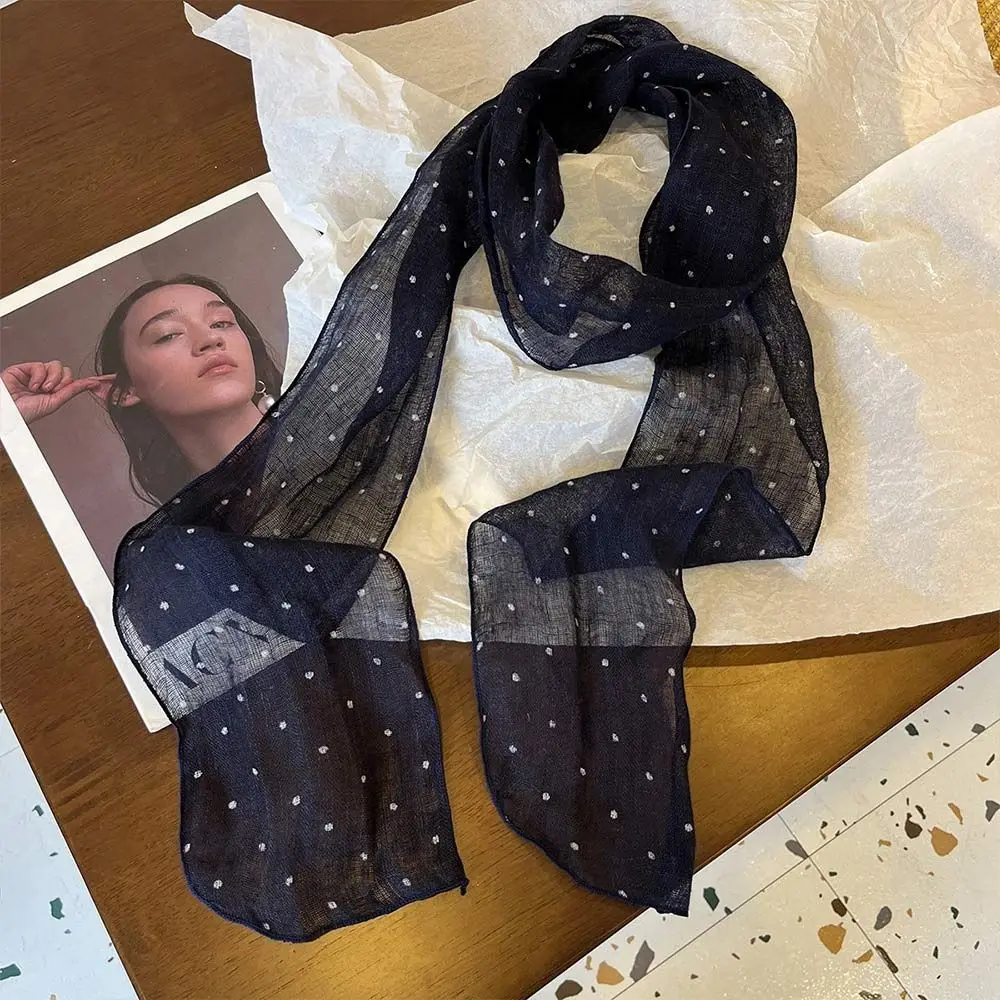 

Fashionable Multicolor Long Scarf Plaid Stripped Dots Flower Photo Props Scarves Versatile Artistic Neckerchief Girl Women