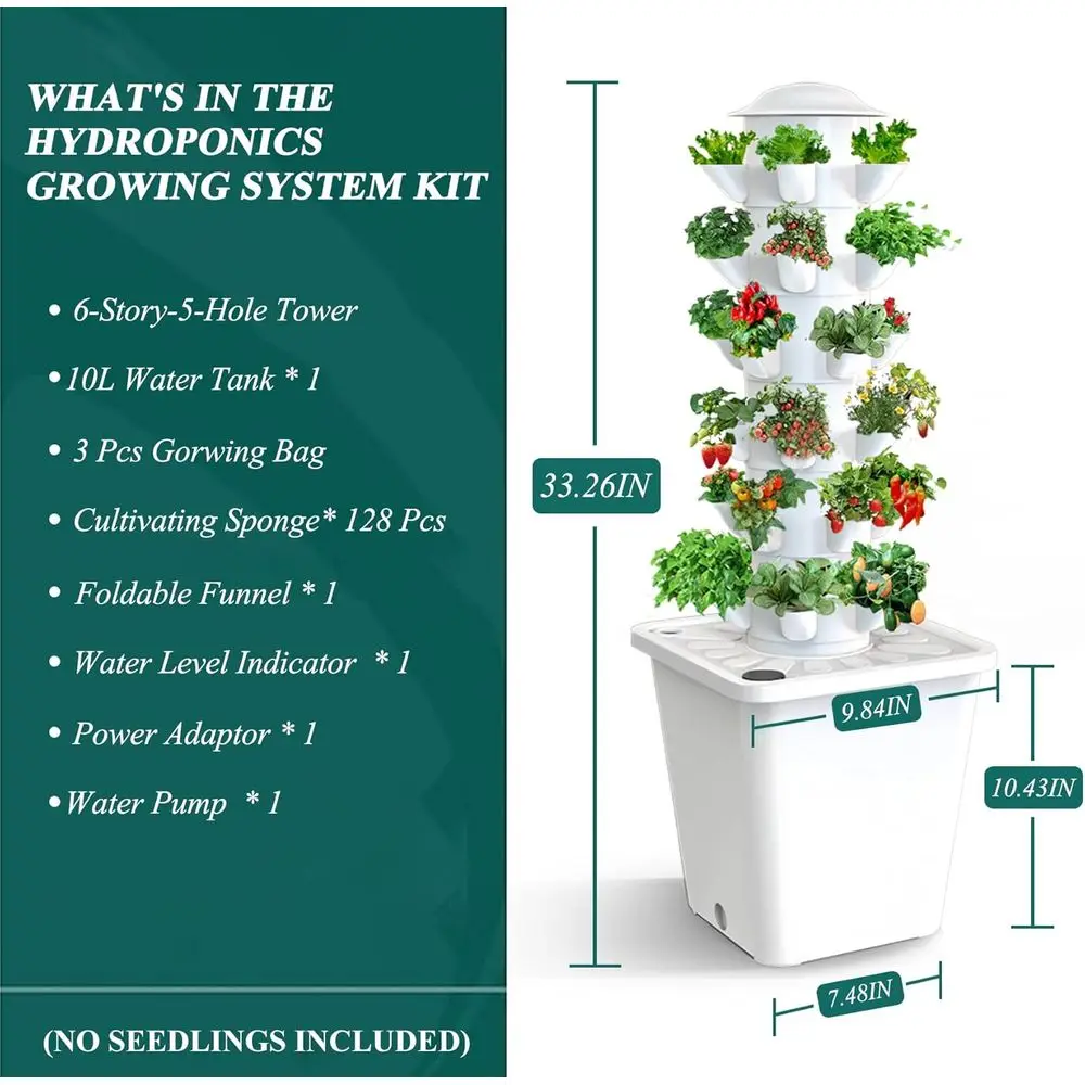 نظام مائي عمودي 30-نبات: مجموعة حديقة داخلية لنمو النباتات