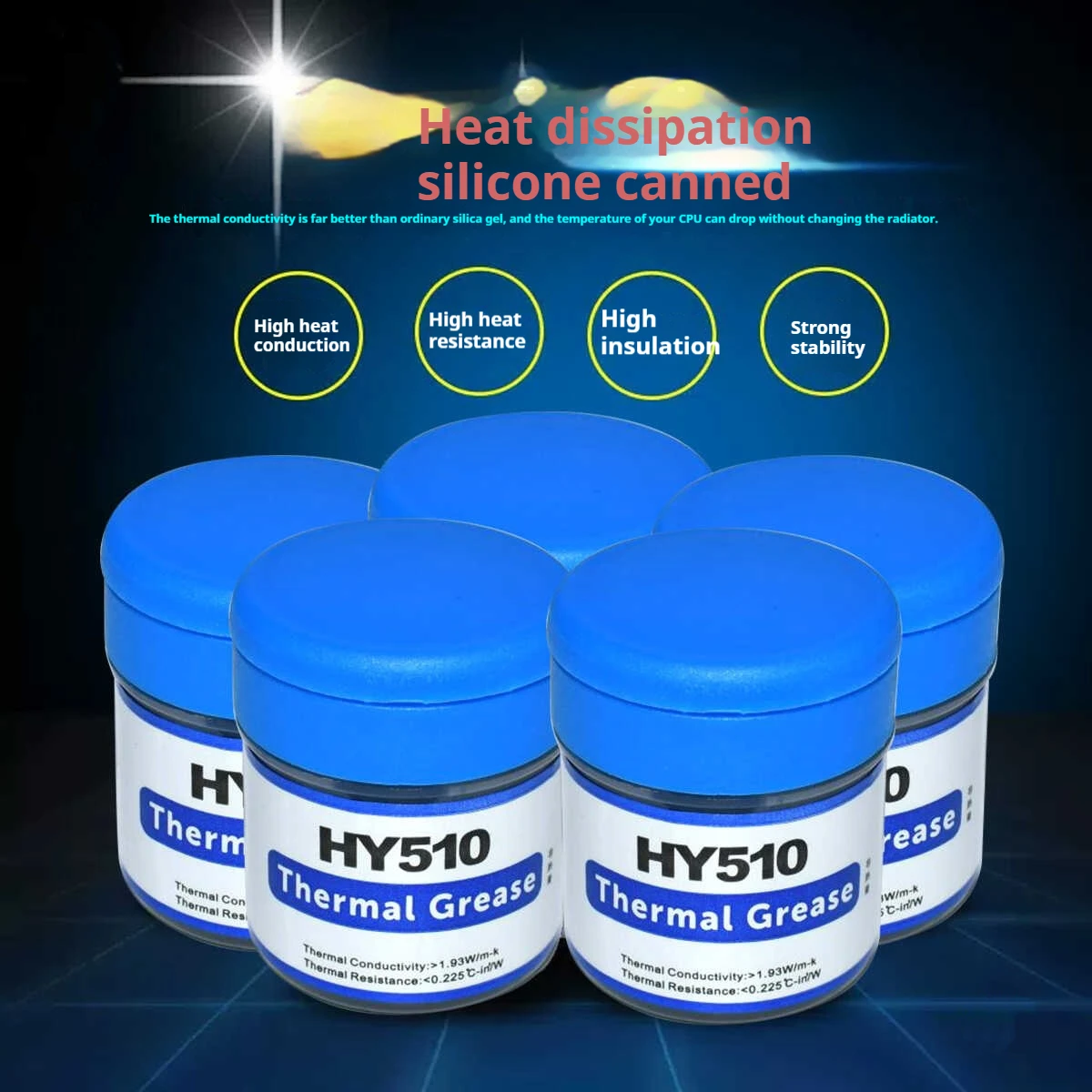 HY510 Desktop Computer CPU Thermal Grease Compound Paste Heat Conductive Silicone Paste for Cooling Heat Sink with Scraper