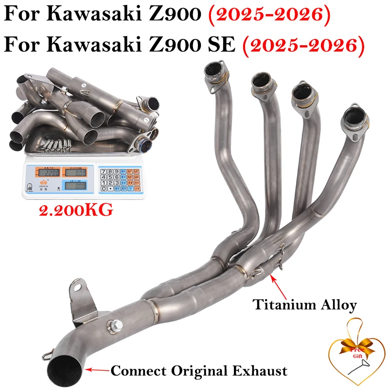 

Slip On For Kawasaki Ninja Z900 SE 2025 2026 US Version Motorcycle Exhaust Escape Systems Titanium Alloy Front Link Pipe Muffler