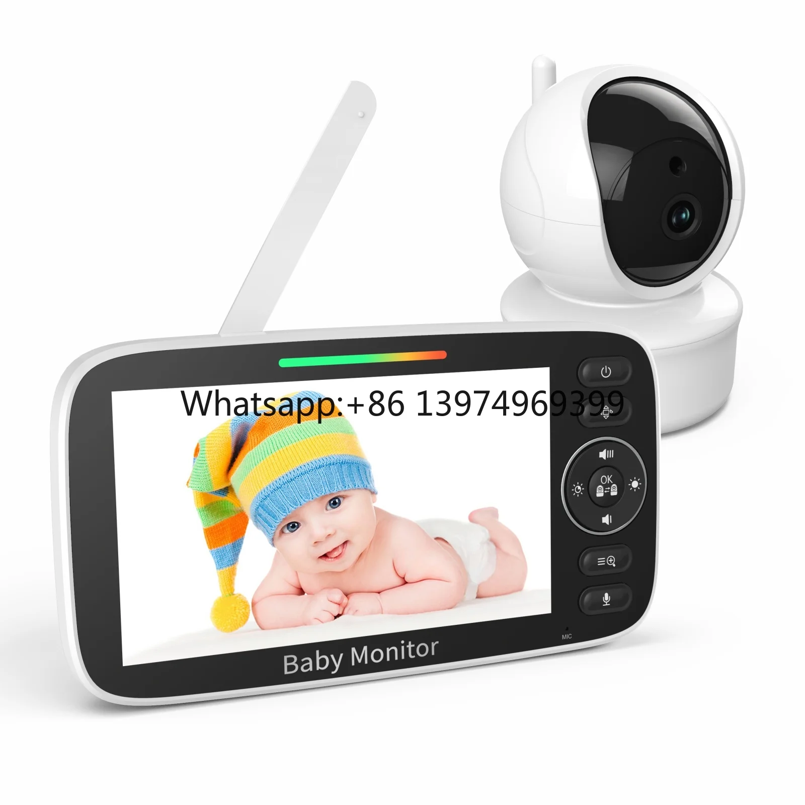 5.0 Inch Baby Monitor 360 Degree Rotatable Camera 720P HD Screen Night Vision for Two-Way Audio 300M Range