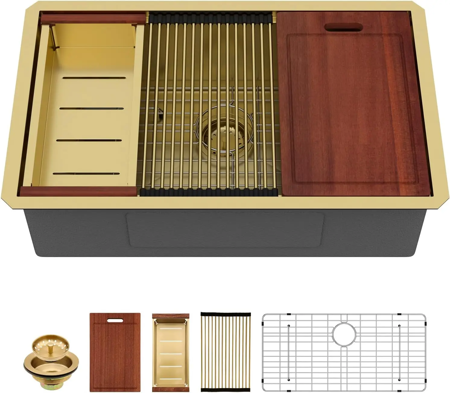 32 Gold Undermount Kitchen Sink - Sarlai 32