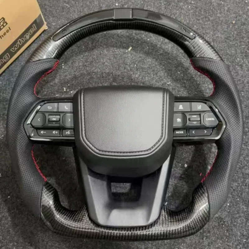 Modified Leather Carbon Fiber Racing Style LED Steering Wheel Upgrade For Toyota Corolla LC300 Hilux Fortuner Land Cruiser GR view 6