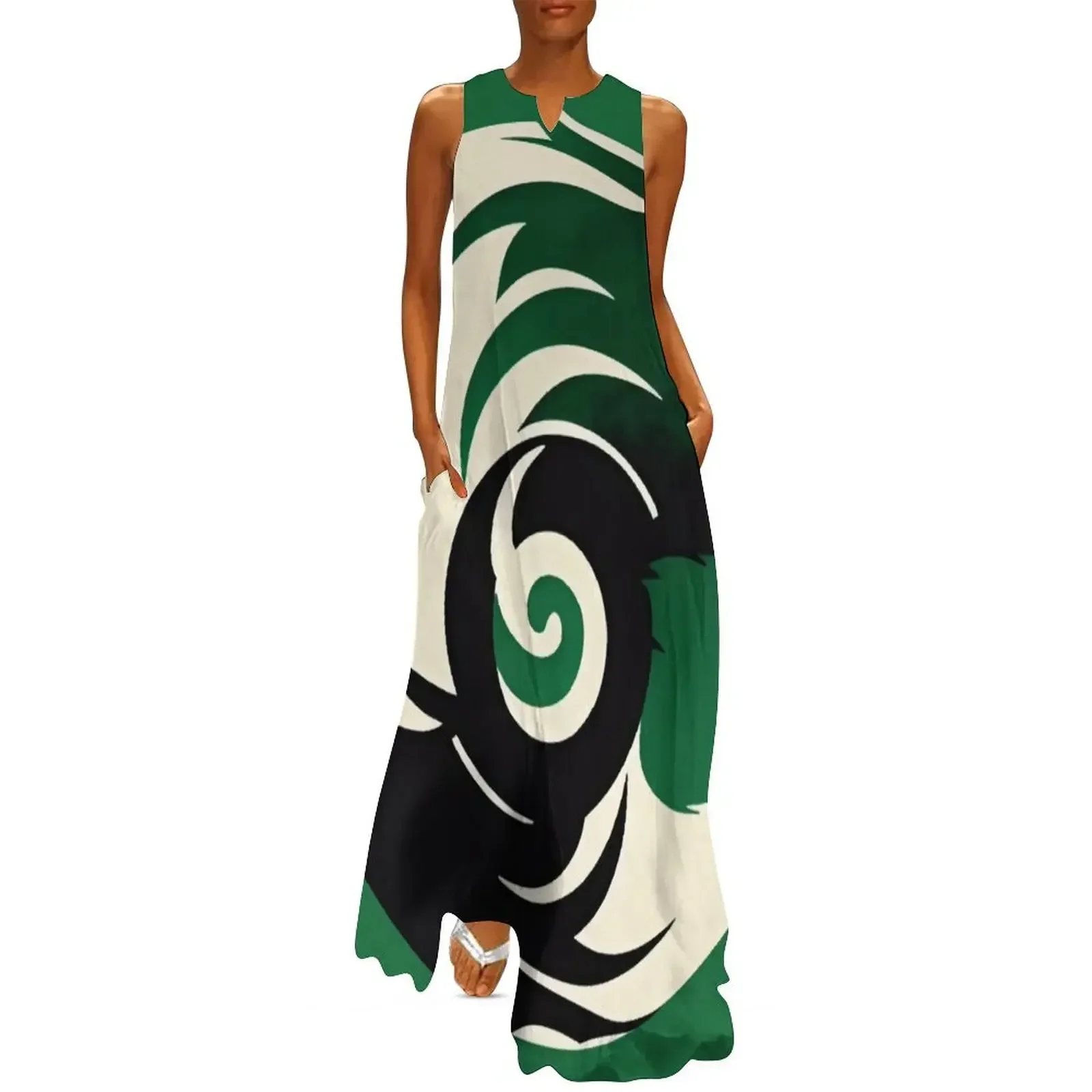

Forest Green Yin and Yang Long Dress Long dress womens clothing beach dress