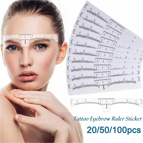 20/50/100pcs Disposable Microblading Eyebrow Ruler Guide Ruler Adhesive Sticker Permanent Eyebrow Makeup Eyebrow Tool