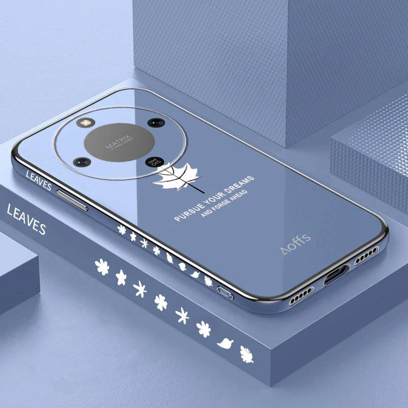 Skinlee For Honor Turbo X70 Pro Max Case Plated Bezel Maple Leaf Pattern Silicone Cover For Honor Turbo X70 Pro Max Back Casing
