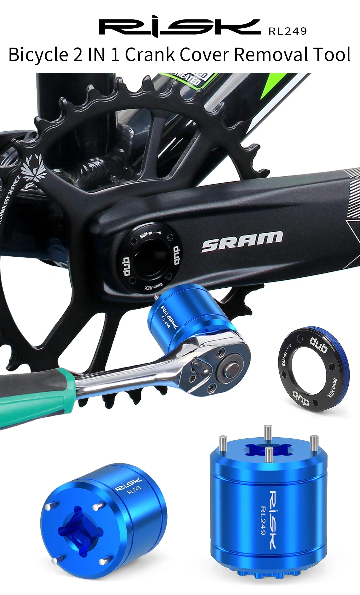 RISIKO Fahrrad 2-in-1 Kurbel Abdeckung Entfernung Werkzeug Fahrrad Kurbelgarnitur Kappe Entferner Extractor Installation Werkzeuge Für DUB 11T XTR M9100 – Detail 1
