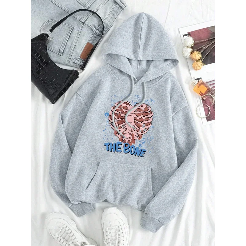 

The Bone Skeleton Love Hoodie Men Women Crewneck Pullover Streetwear Loose Hip Hop Pullover Hoody Casual Oversize Couple Hoodies