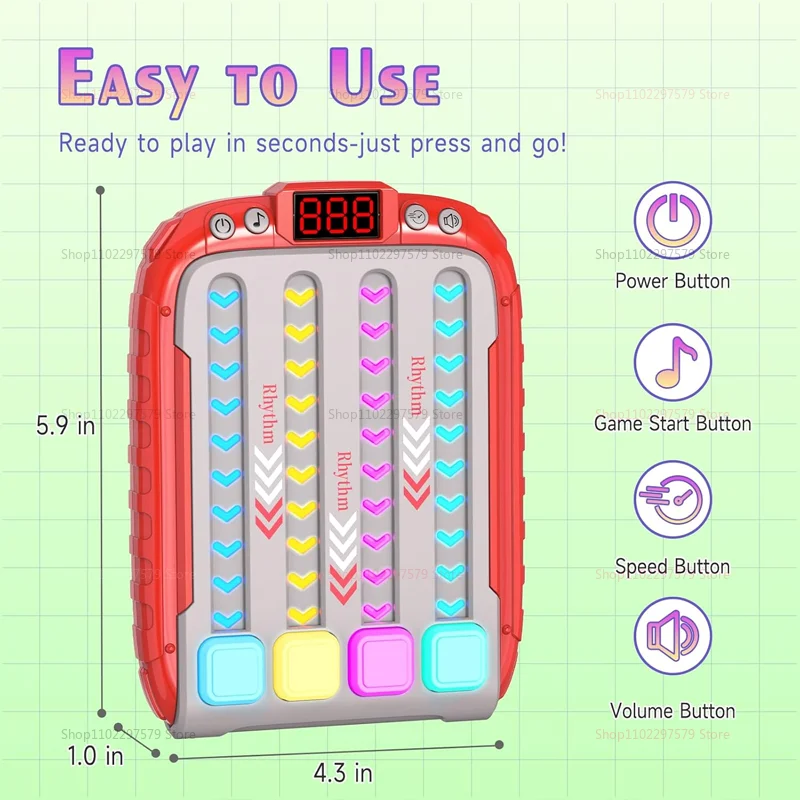 Electronic Music Rhythm Game Machine Kids Handheld Game Fast Press Push Game Puzzle Game With Music And Light Toys For Boy Girl