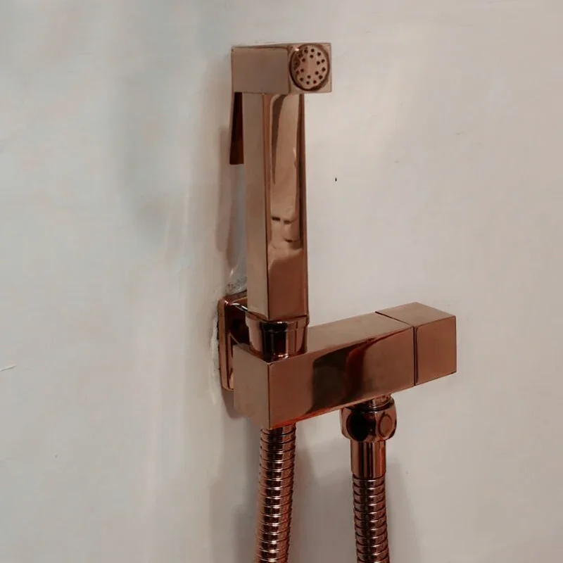 

shiny rose gold brass sprayer with valve hose Toilet Handheld Diaper Sprayer Shower Shattaf Bidet spray Douche kit Jet
