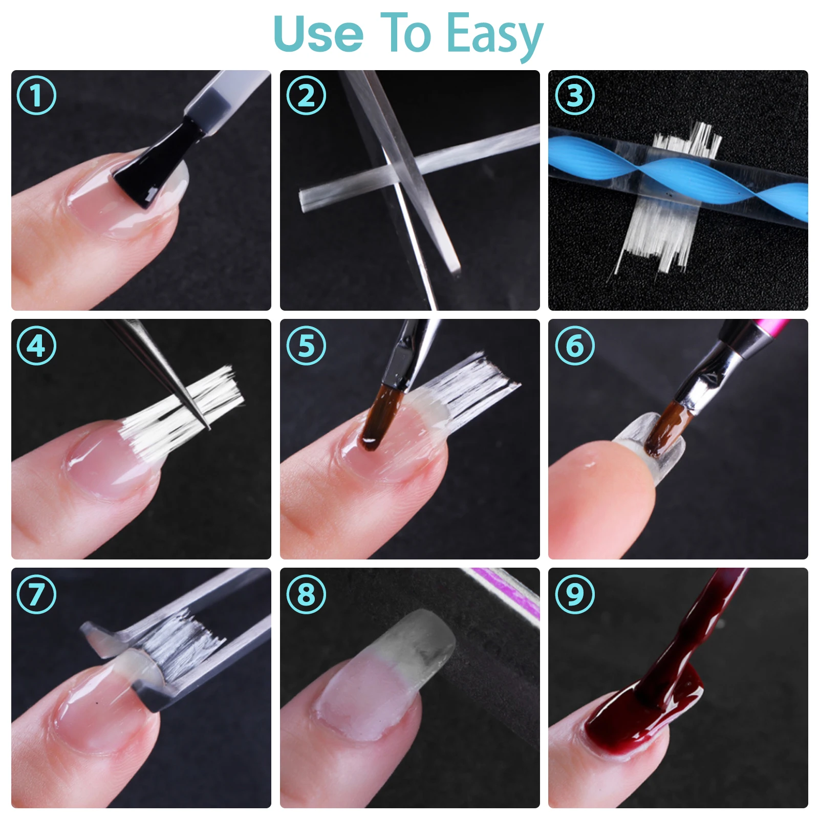 Nail Extension Fiberglass Kits Flexible Baby Nails Lengthening Adjustable Fibers Fiber Tools Manicure Home Salon Use