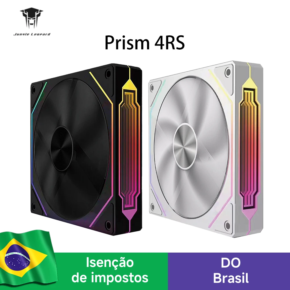 Ventoinha de CPU Jungle Leopard Prism 4RS ARGB 120mm com Espelho Infinito, Sincronização de Iluminação com Placa-Mãe 5V 3PIN e PWM 4PIN