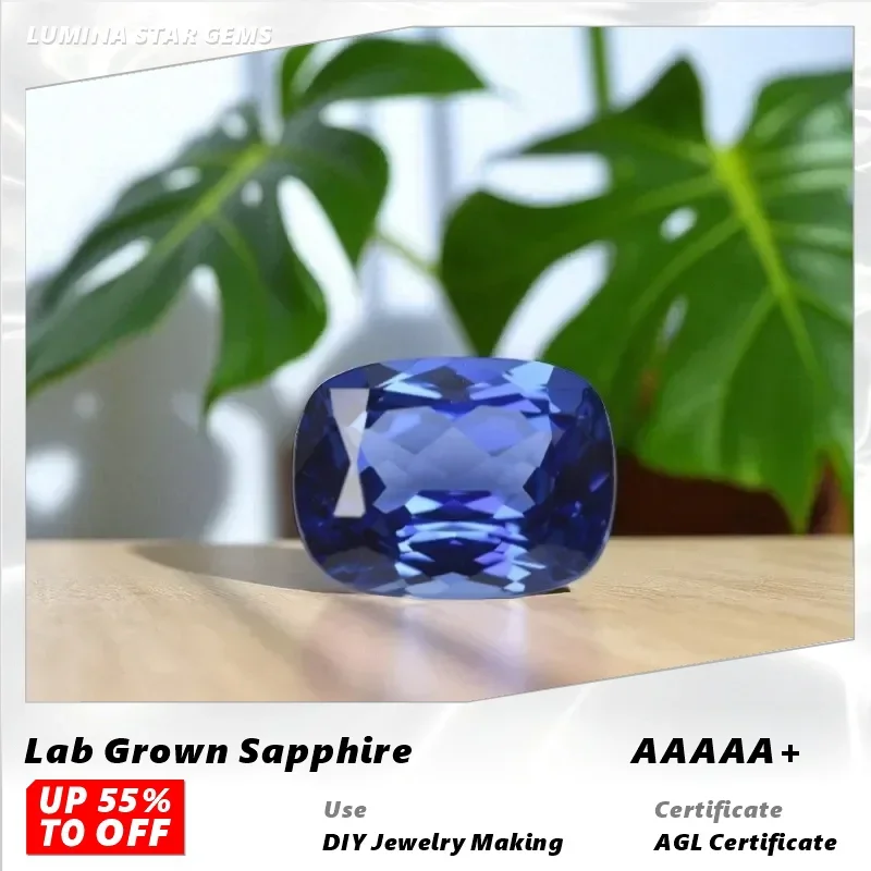 

L-Lab выращенный сапфир королевский синий прямоугольный синтетический драгоценный камень для изготовления ювелирных изделий своими руками, сертификат на выбор