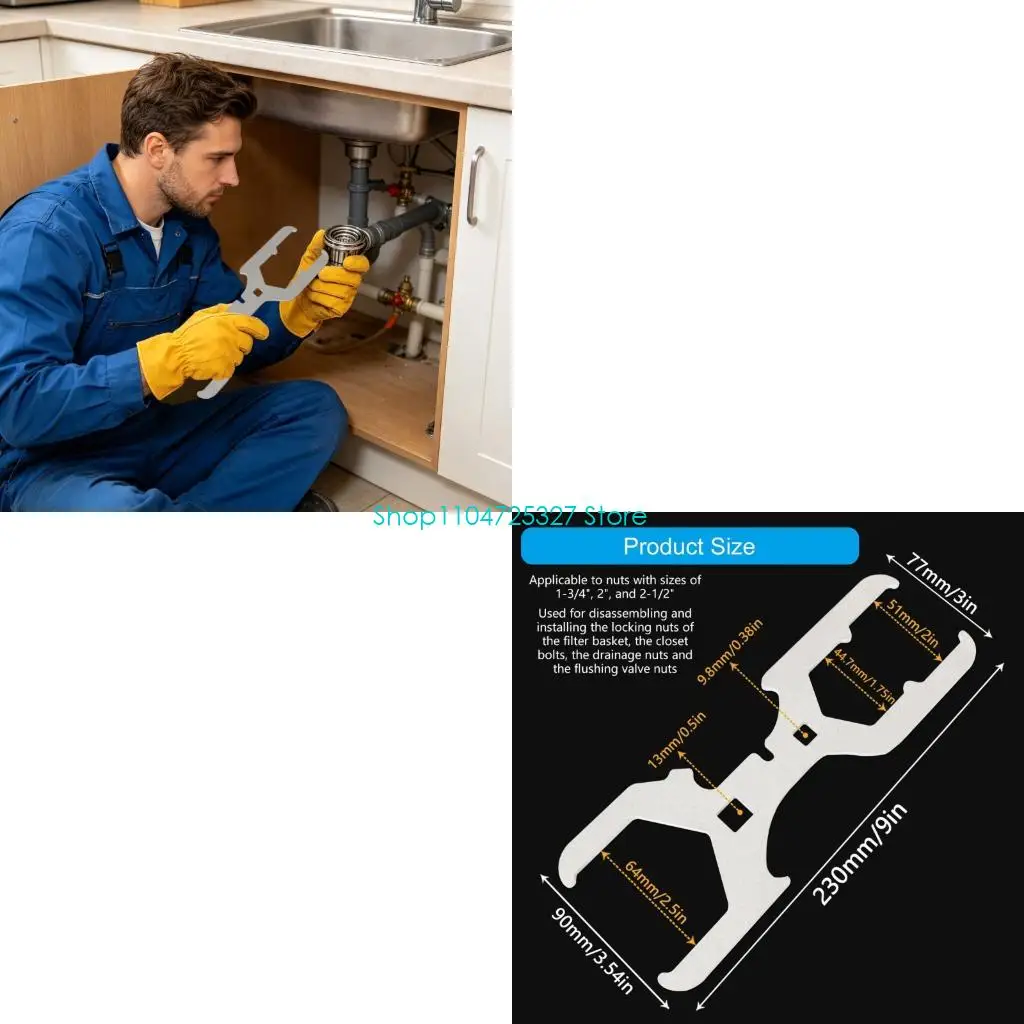 D8KF Rustproof Spanner Wrench Perfect For Loosening Stubborn Sink Strainer Locknuts